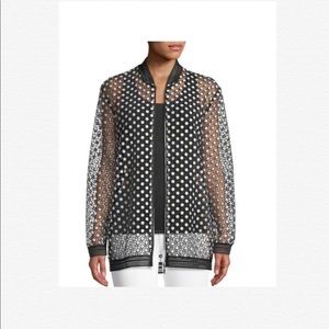 Elie Tahari Gilana mesh see through bomber jacket